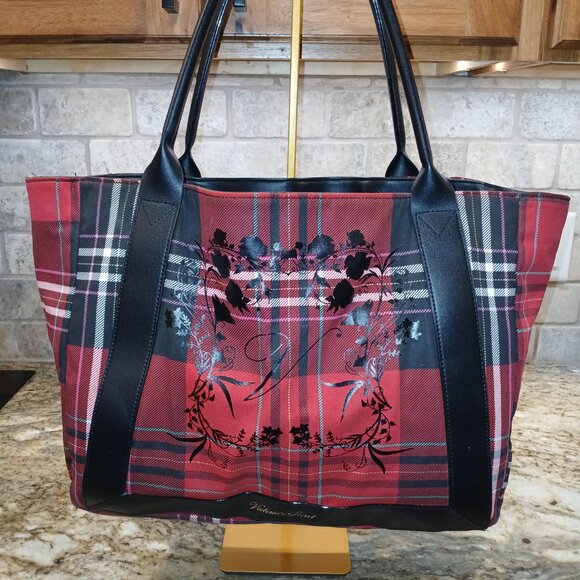 Victoria’s Secret Limited Edition Plaid & Floral Shoulder Tote - Picture 2 of 8